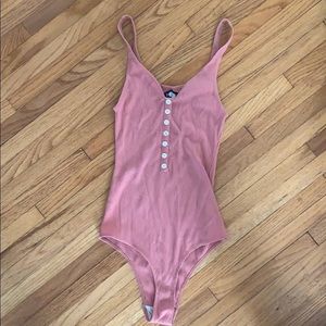 Pink Reformation Ribbed Bodysuit
